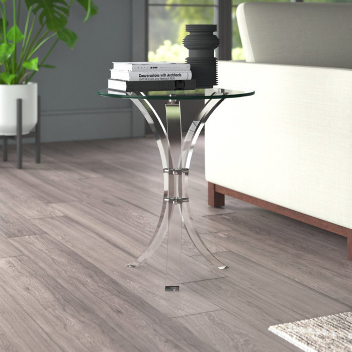 Wade Logan® Ghita Glass Pedestal End Table & Reviews Wayfair